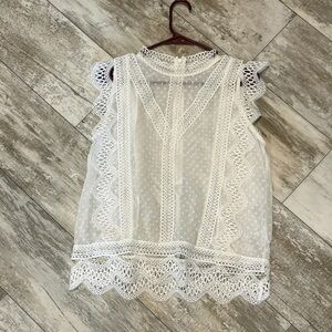 White Lace Sleeveless Top